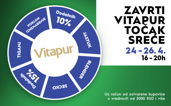 🎡 ZAVRTI VITAPUR TOČAK SREĆE I 24–26. APRIL, 16-20H
