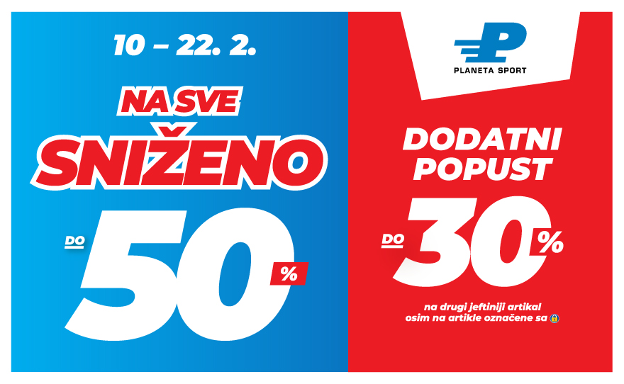 Planeta Sport – sniženo do 50% + do 30% na II jeftiniji artikal