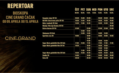 Bioskopski repertoar od 9. do 15. aprila – CINE GRAND Čačak