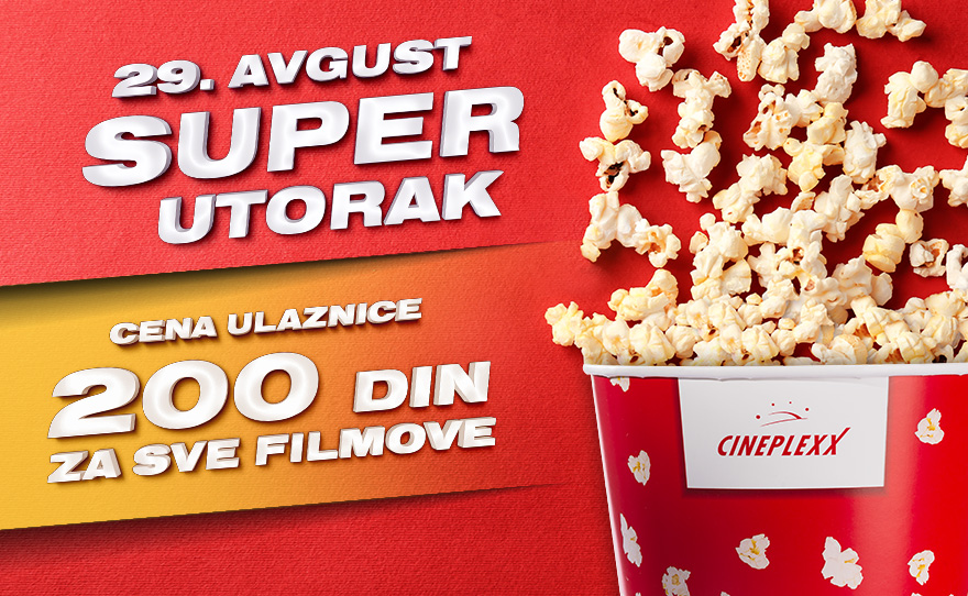 SUPER UTORAK UZ NEVEROVATNU CENU ULAZNICA U CINEPLEXX BIG KRAGUJEVAC BIOSKOPU