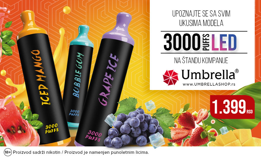 Istražite ukuse modela 3000 PUFFS LED