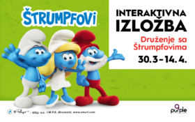 INTERAKTIVNA IZLOŽBA DRUŽENJE SA ŠTRUMPFOVIMA, 30. mart–14. april.