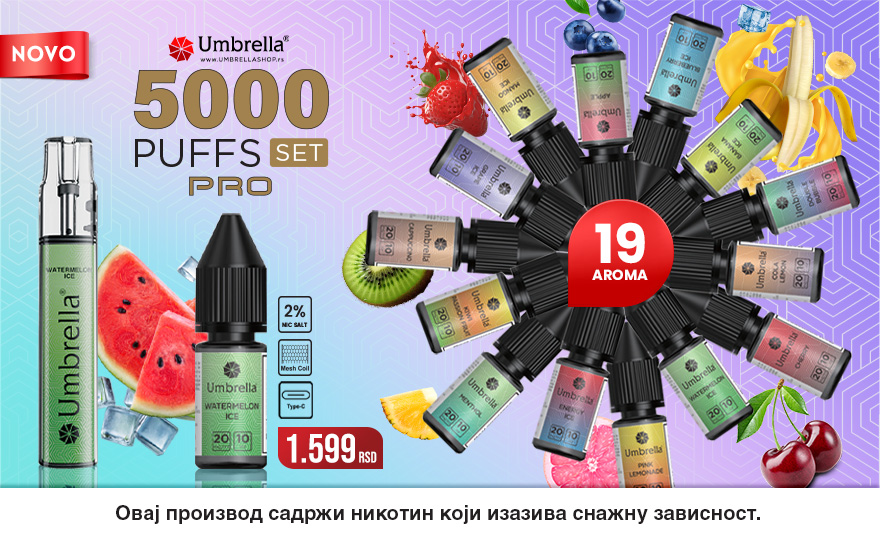 5000 PUFFS SET PRO dostupan u čak 19 različitih aroma