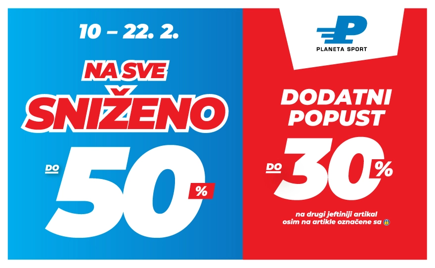 Planeta Sport – sniženo do 50% + do 30% na II jeftiniji artikal