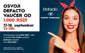 🤩OSVOJI DEFACTO VAUČER u iznosu od 1.000 rsd!🤩 17-18. septembar