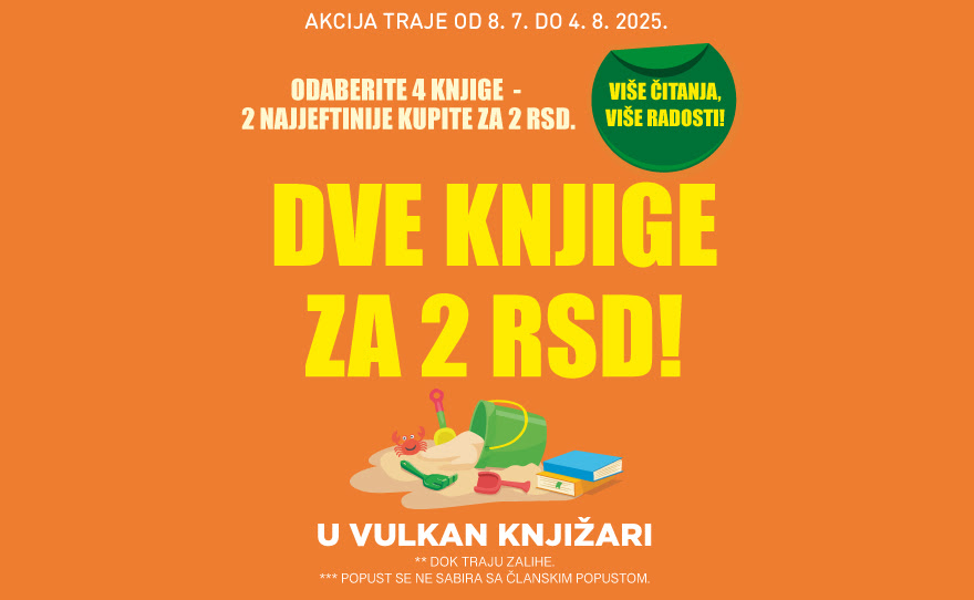 Odaberi 4 knjige, 2 najjeftinije plati 2 dinara