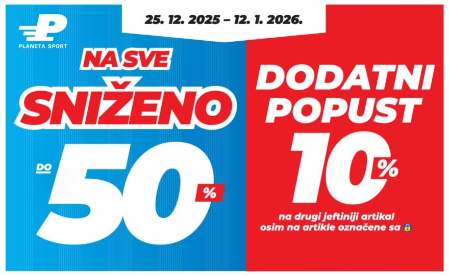 Planeta Sport: Sniženja do 50% + 10% popusta na drugi artikal