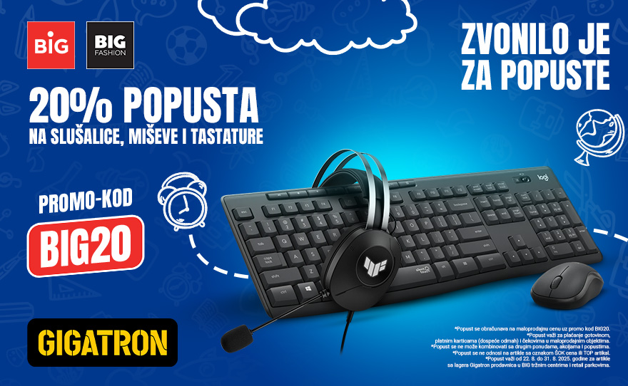 20% popusta na sve slušalice, miševe i tastature – Gigatron