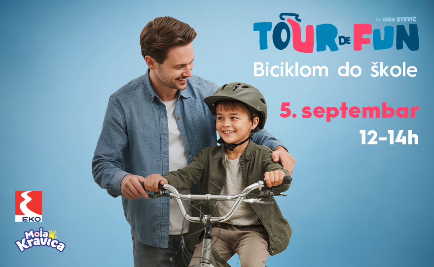🚴♂️ TOUR DE FUN | Biciklom do škole, 5. septembar, 12–14h 🚴♂️