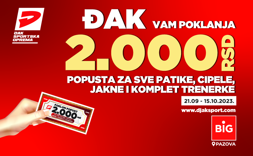 Đak Sport ti poklanja 2000 rsd za kupovinu