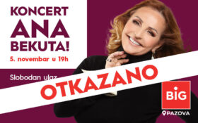 OTKAZANO – KONCERT ANA BEKUTA, 5. novembar u 19h