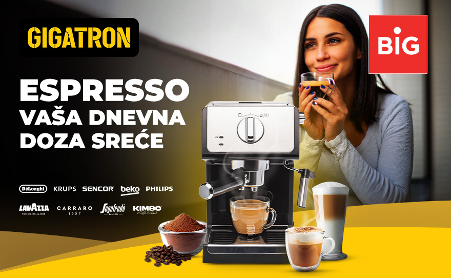 Snižene cene espresso aparata i 20% popusta na kafu u Gigatronu! ☕