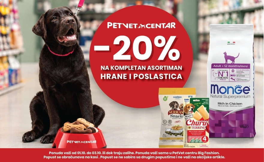 PetVet Centar – 20% POPUSTA NA HRANU I POSLASTICE