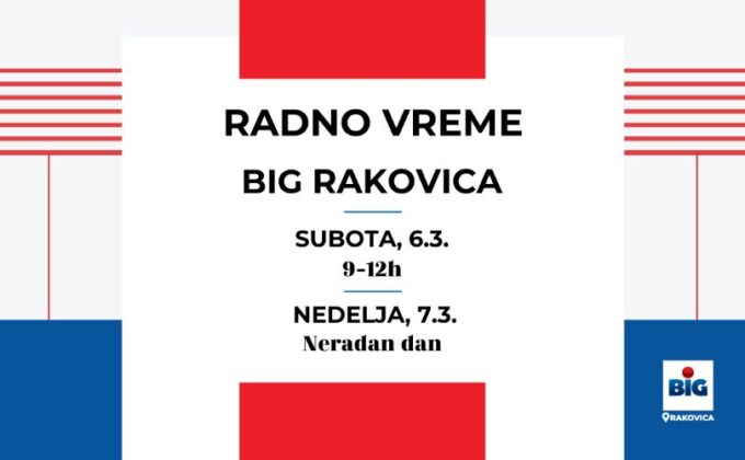 Radno vreme BIG Rakovica centra 6. i 7. marta