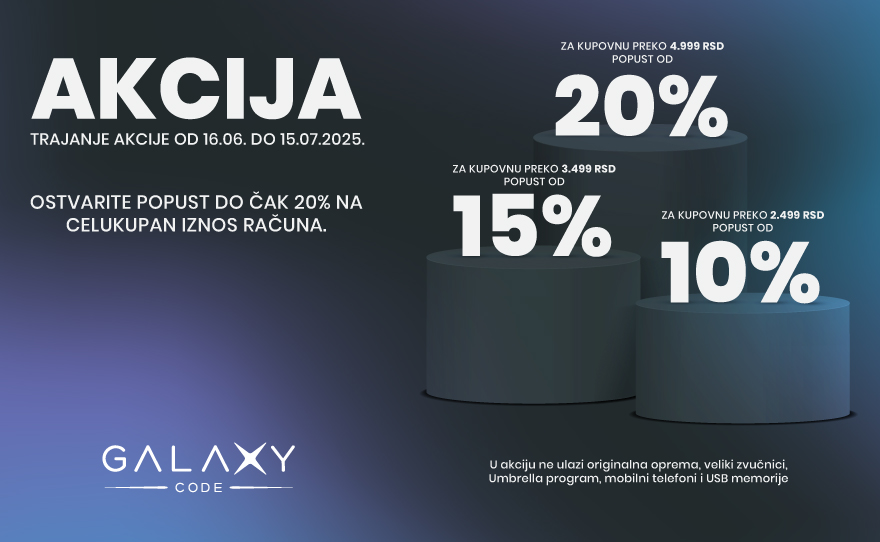 Galaxy Code – Popust do čak 20% na celokupan račun