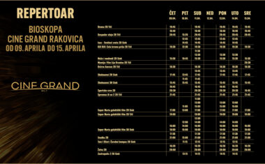 Bioskopski repertoar od 9. do 15. aprila – CINE GRAND Rakovica
