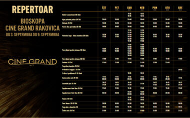 CINE GRAND – Bioskopski repertoar od 3. septembra do 9. septembra