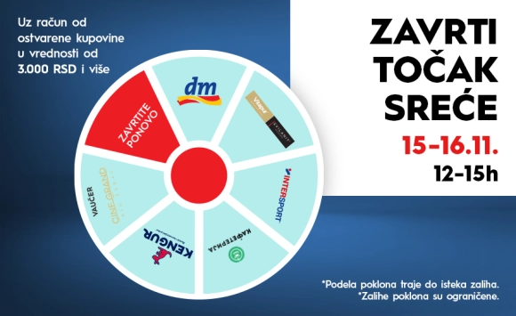 🎡 ZAVRTITE TOČAK SREĆE | 15–16. novembar | 12–15h