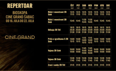 CINE GRAND – Bioskopski repertoar od 16. do 22. jula