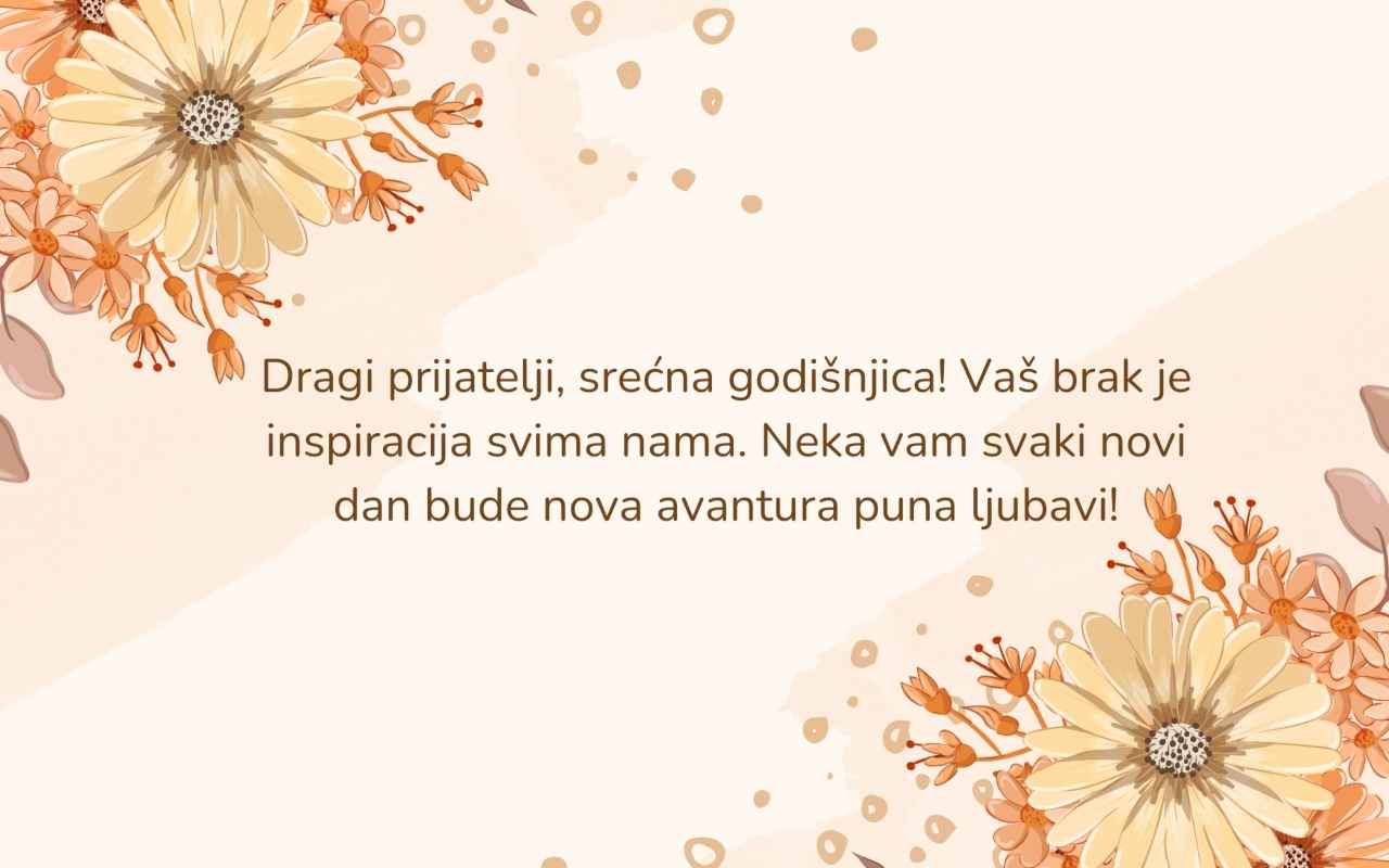 Čestitke za godišnjicu braka namenjene prijateljima – iskrene, srdačne i ponekad duhovite poruke.