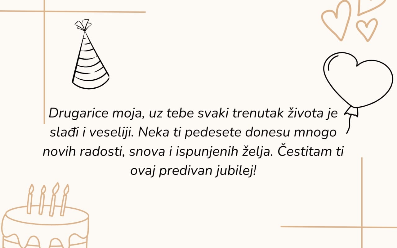 Vesela rođendanska čestitka za drugaricu sa prijateljskom porukom.