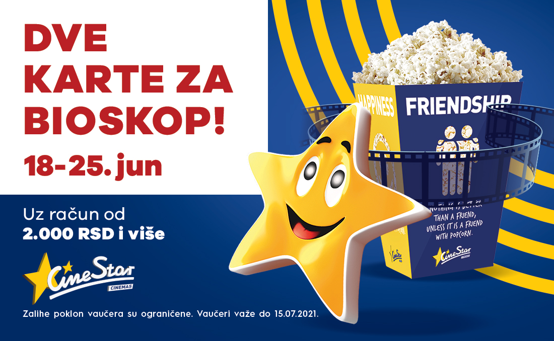 DVE KARTE ZA BIOSKOP -18-25. JUN